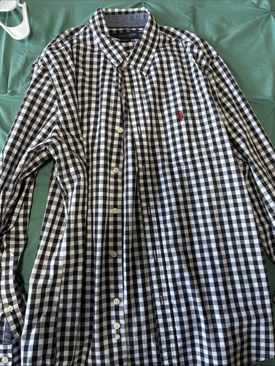 U.S. Polo Assn. Other - U.S. Polo Assn. Black and White Gingham Button-Down Shirt with Red Logo